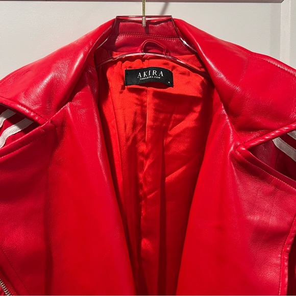 AKIRA Vibrant Red Coat with White Accents - Picture 5 of 7